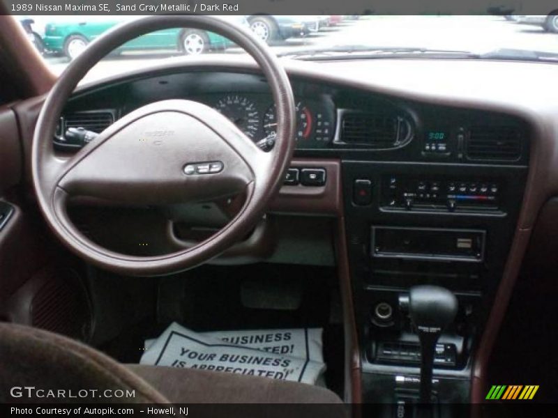 Sand Gray Metallic / Dark Red 1989 Nissan Maxima SE