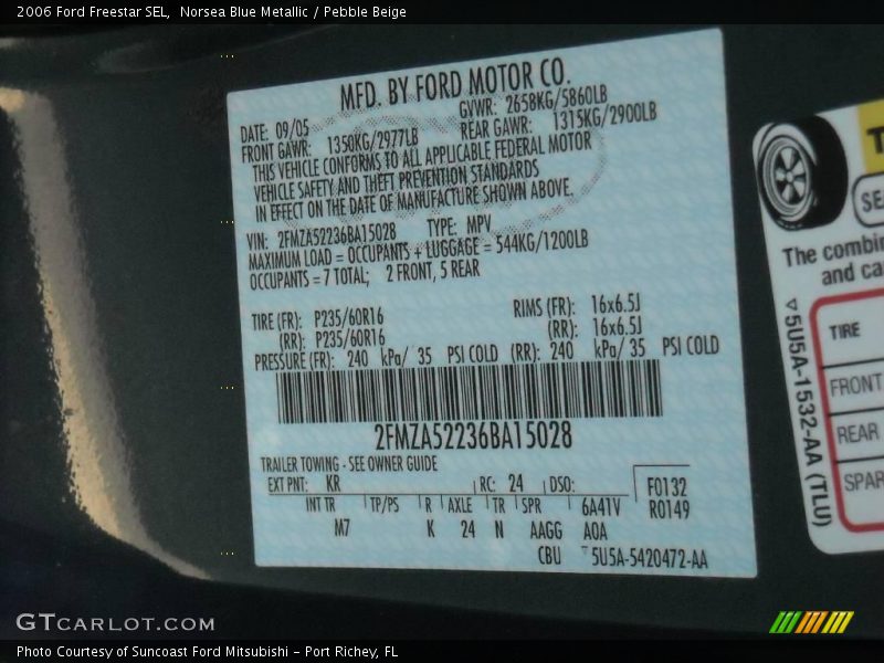 Norsea Blue Metallic / Pebble Beige 2006 Ford Freestar SEL