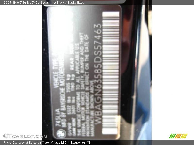 Jet Black / Black/Black 2005 BMW 7 Series 745Li Sedan
