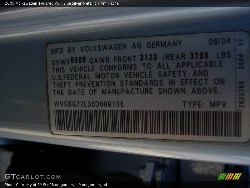 Blue Silver Metallic / Anthracite 2005 Volkswagen Touareg V6