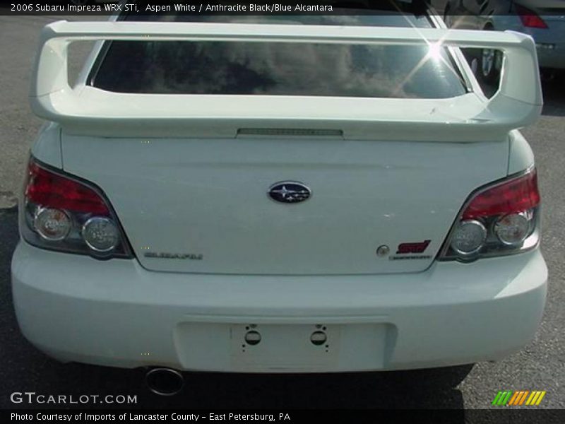 Aspen White / Anthracite Black/Blue Alcantara 2006 Subaru Impreza WRX STi