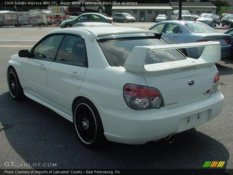 Aspen White / Anthracite Black/Blue Alcantara 2006 Subaru Impreza WRX STi