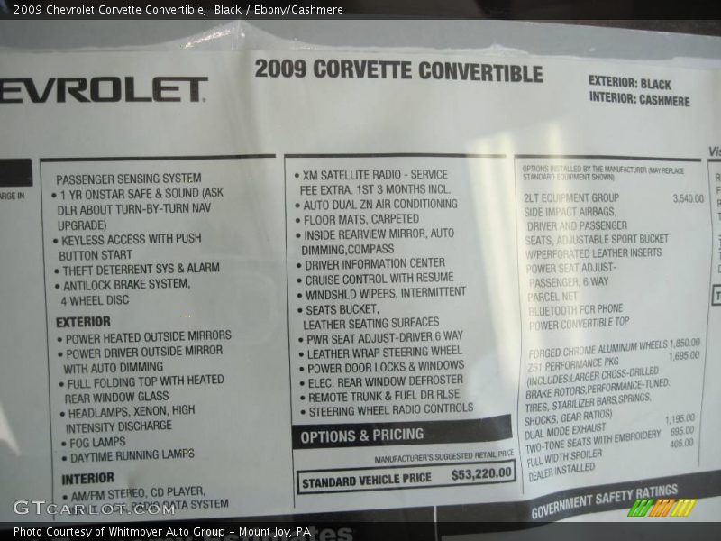 Black / Ebony/Cashmere 2009 Chevrolet Corvette Convertible