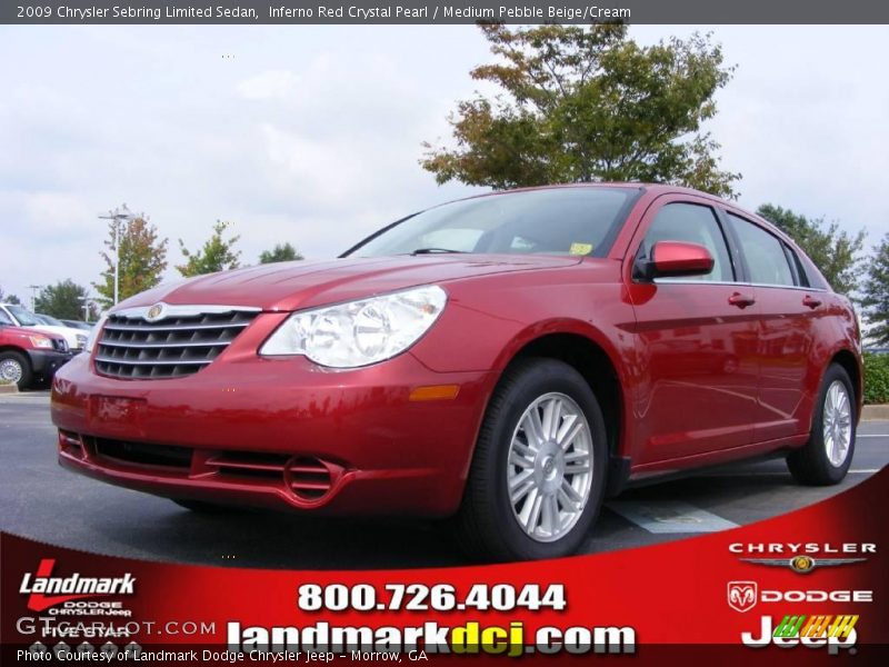 Inferno Red Crystal Pearl / Medium Pebble Beige/Cream 2009 Chrysler Sebring Limited Sedan