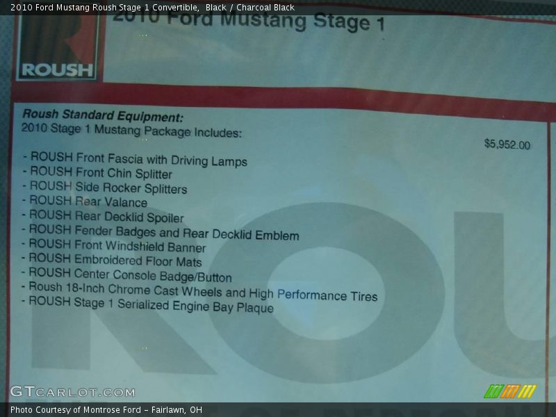 Black / Charcoal Black 2010 Ford Mustang Roush Stage 1 Convertible
