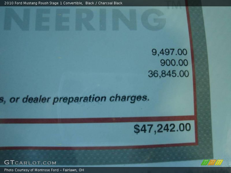 Black / Charcoal Black 2010 Ford Mustang Roush Stage 1 Convertible