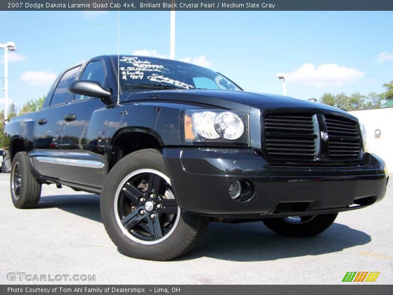 Brilliant Black Crystal Pearl / Medium Slate Gray 2007 Dodge Dakota Laramie Quad Cab 4x4
