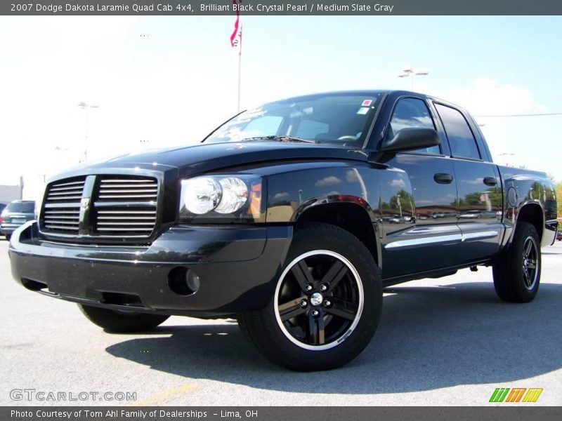 Brilliant Black Crystal Pearl / Medium Slate Gray 2007 Dodge Dakota Laramie Quad Cab 4x4
