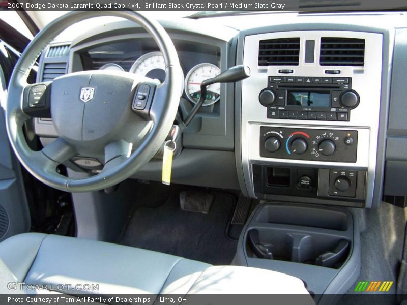 Brilliant Black Crystal Pearl / Medium Slate Gray 2007 Dodge Dakota Laramie Quad Cab 4x4