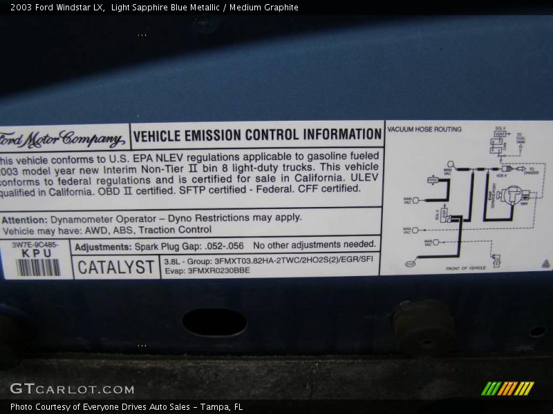 Light Sapphire Blue Metallic / Medium Graphite 2003 Ford Windstar LX