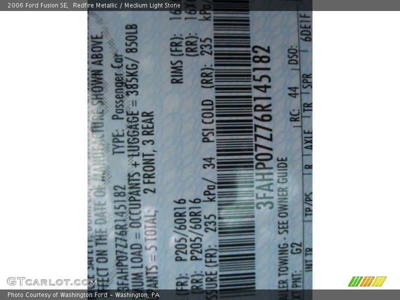 Redfire Metallic / Medium Light Stone 2006 Ford Fusion SE