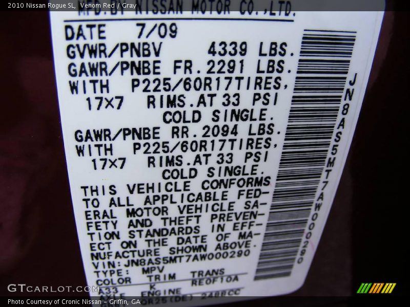 Venom Red / Gray 2010 Nissan Rogue SL
