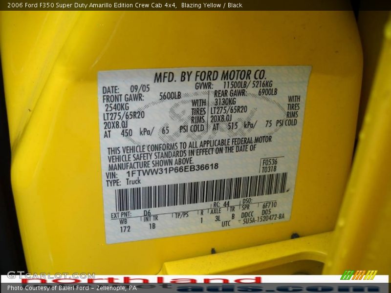 Blazing Yellow / Black 2006 Ford F350 Super Duty Amarillo Edition Crew Cab 4x4