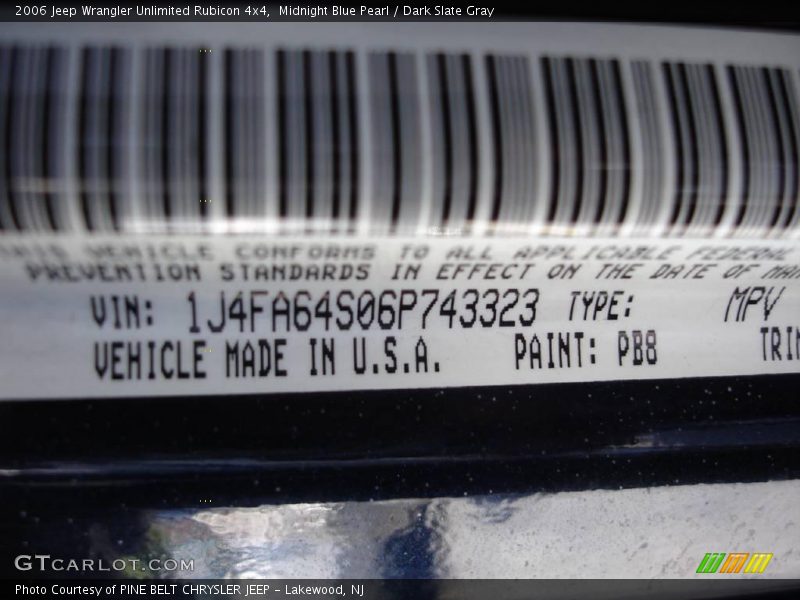 Midnight Blue Pearl / Dark Slate Gray 2006 Jeep Wrangler Unlimited Rubicon 4x4