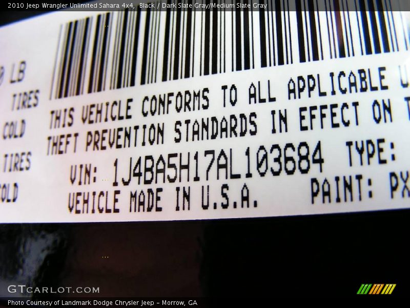 Black / Dark Slate Gray/Medium Slate Gray 2010 Jeep Wrangler Unlimited Sahara 4x4