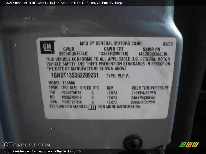 Silver Blue Metallic / Light Cashmere/Ebony 2006 Chevrolet TrailBlazer LS 4x4