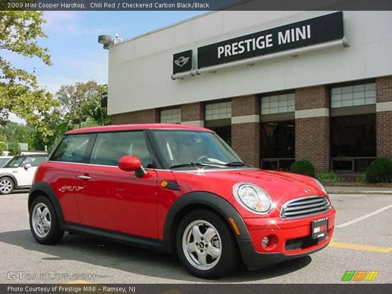 Chili Red / Checkered Carbon Black/Black 2009 Mini Cooper Hardtop