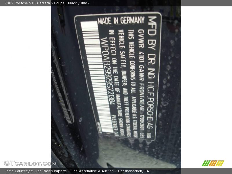 Black / Black 2009 Porsche 911 Carrera S Coupe