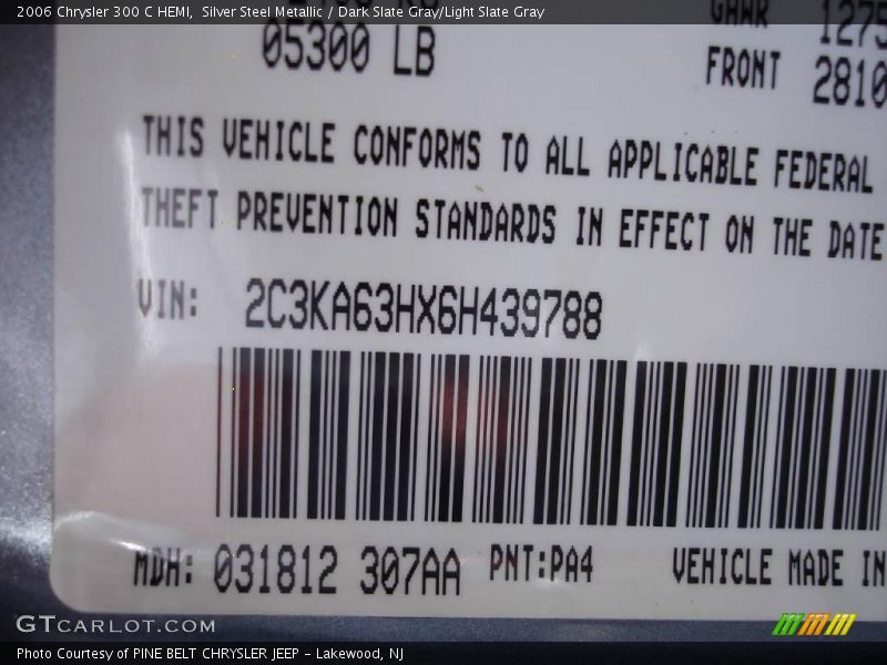 Silver Steel Metallic / Dark Slate Gray/Light Slate Gray 2006 Chrysler 300 C HEMI