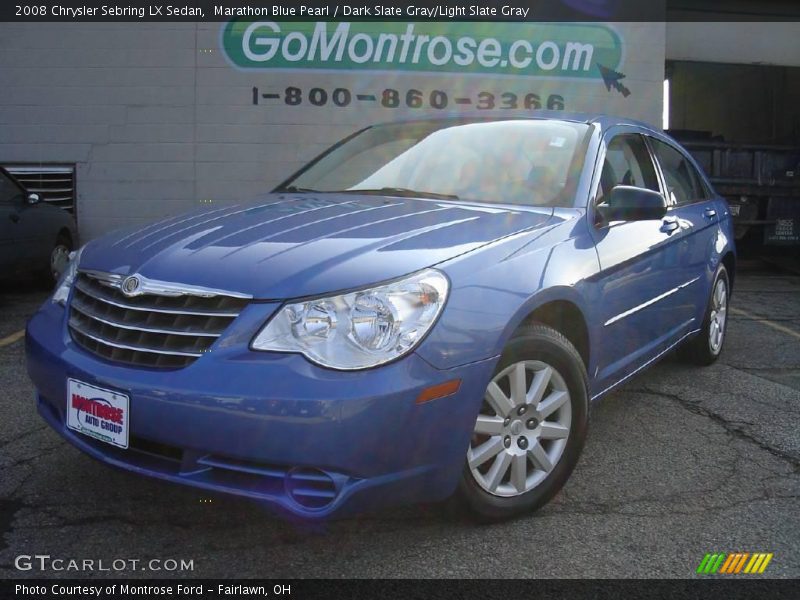 Marathon Blue Pearl / Dark Slate Gray/Light Slate Gray 2008 Chrysler Sebring LX Sedan