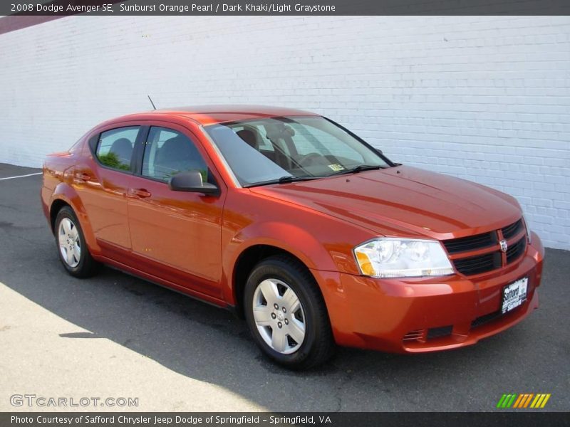 Sunburst Orange Pearl / Dark Khaki/Light Graystone 2008 Dodge Avenger SE