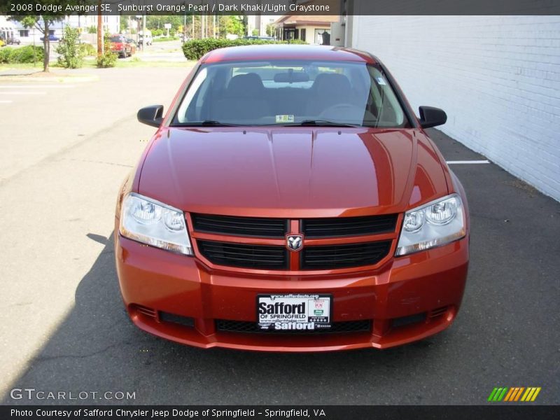 Sunburst Orange Pearl / Dark Khaki/Light Graystone 2008 Dodge Avenger SE