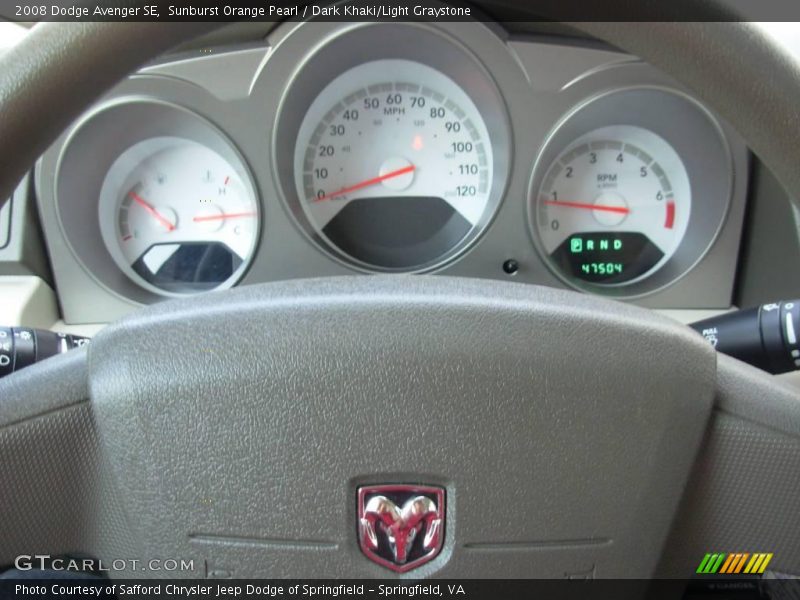 Sunburst Orange Pearl / Dark Khaki/Light Graystone 2008 Dodge Avenger SE