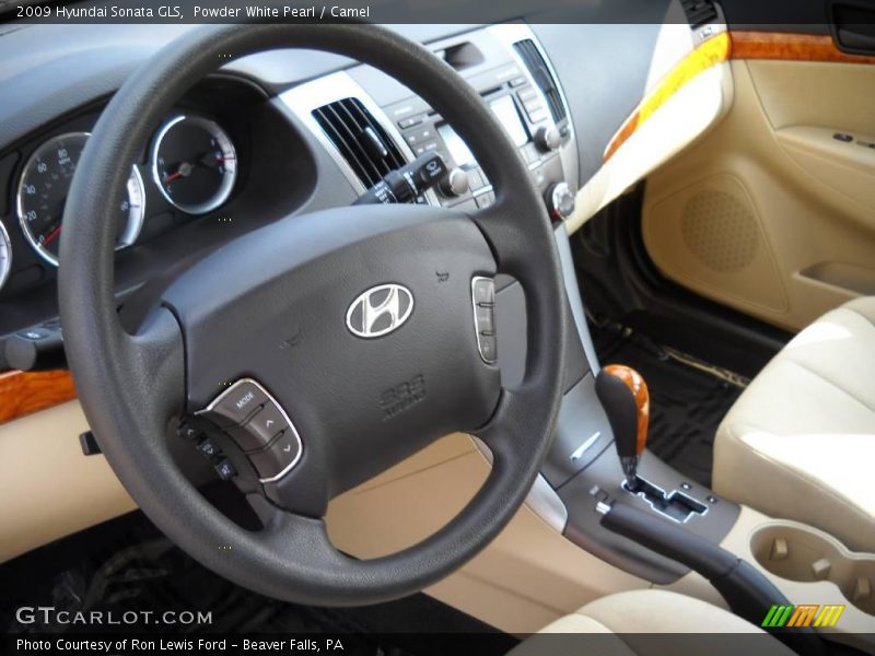 Powder White Pearl / Camel 2009 Hyundai Sonata GLS