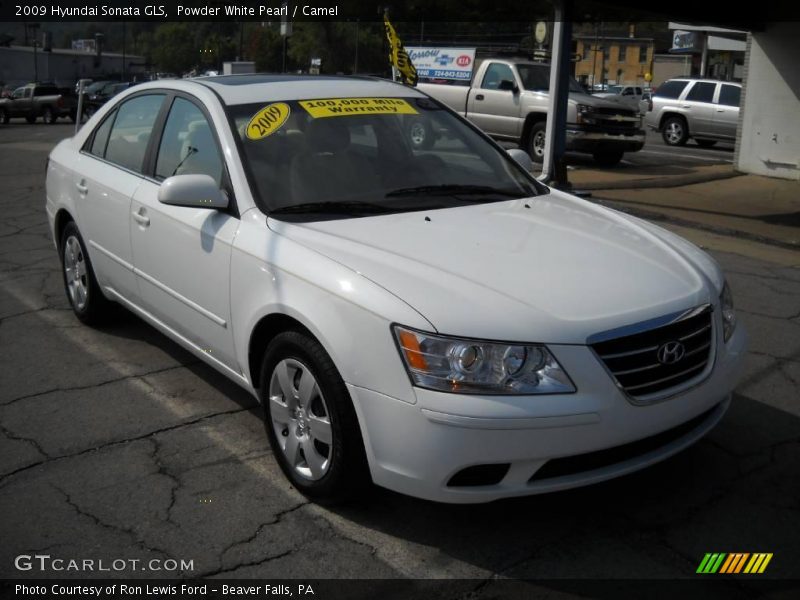 Powder White Pearl / Camel 2009 Hyundai Sonata GLS