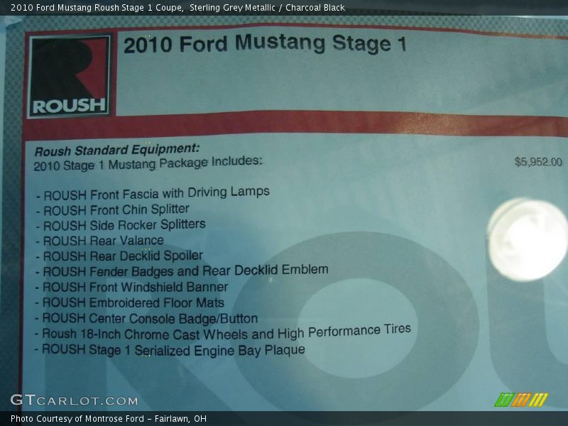 Sterling Grey Metallic / Charcoal Black 2010 Ford Mustang Roush Stage 1 Coupe