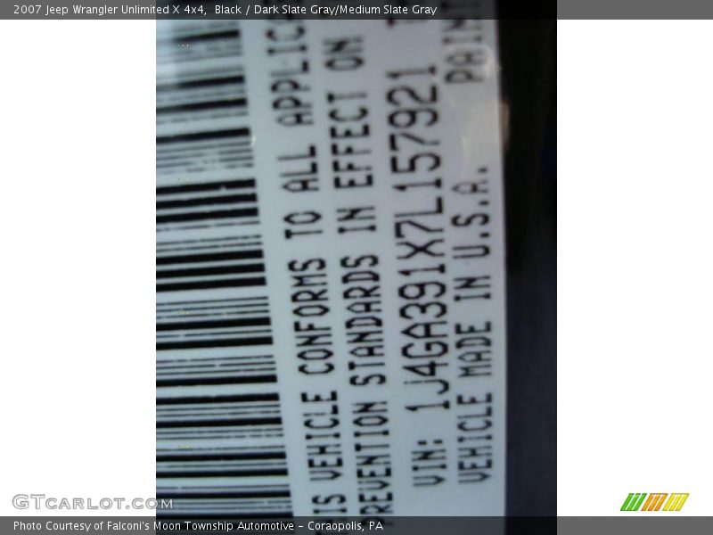 Black / Dark Slate Gray/Medium Slate Gray 2007 Jeep Wrangler Unlimited X 4x4