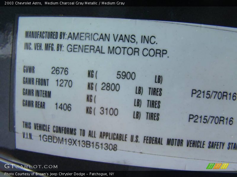 Medium Charcoal Gray Metallic / Medium Gray 2003 Chevrolet Astro