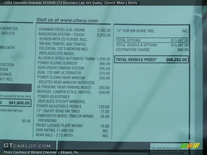 Summit White / Ebony 2009 Chevrolet Silverado 3500HD LTZ Extended Cab 4x4 Dually