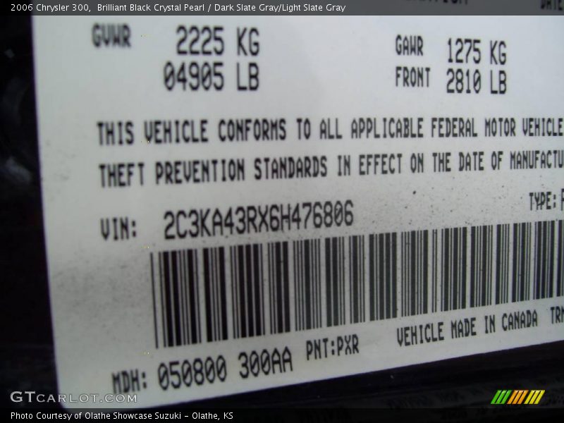 Brilliant Black Crystal Pearl / Dark Slate Gray/Light Slate Gray 2006 Chrysler 300