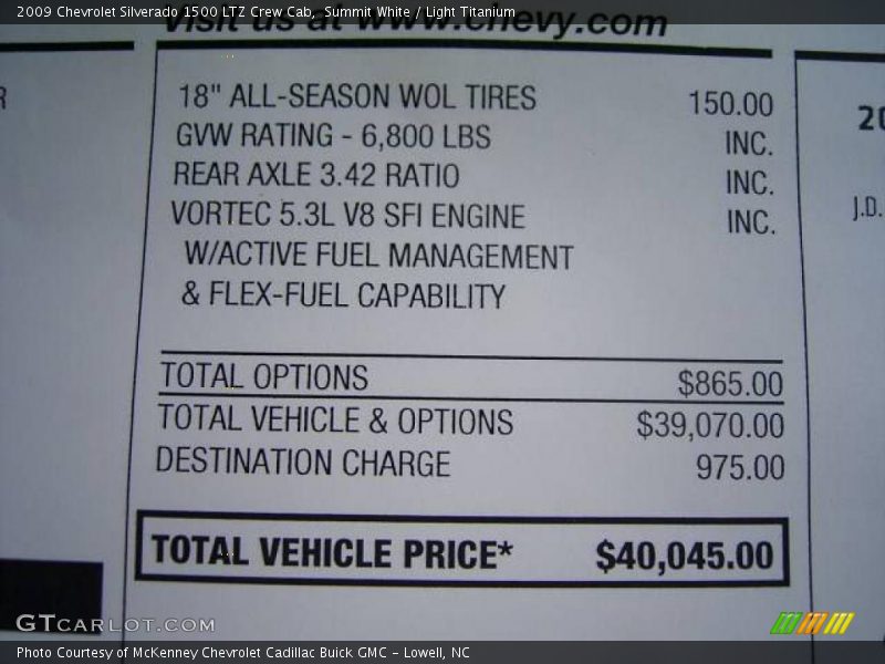 Summit White / Light Titanium 2009 Chevrolet Silverado 1500 LTZ Crew Cab