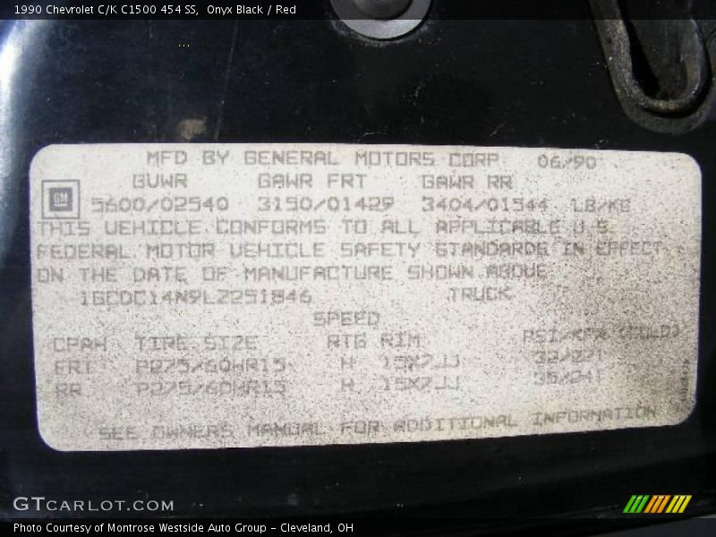 Onyx Black / Red 1990 Chevrolet C/K C1500 454 SS