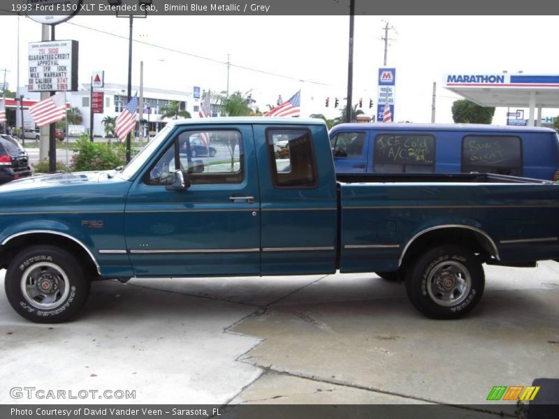 Bimini Blue Metallic / Grey 1993 Ford F150 XLT Extended Cab