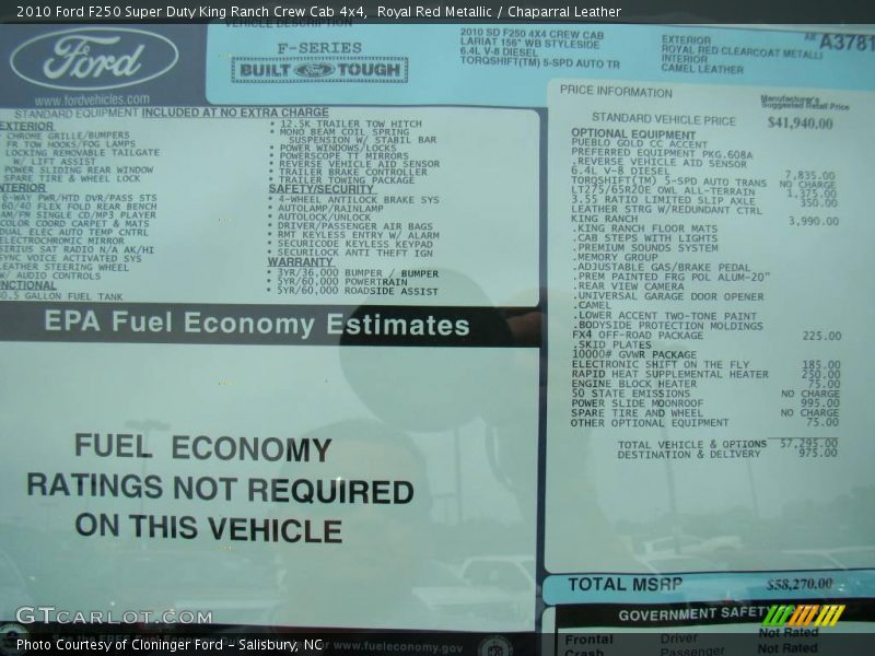 Royal Red Metallic / Chaparral Leather 2010 Ford F250 Super Duty King Ranch Crew Cab 4x4