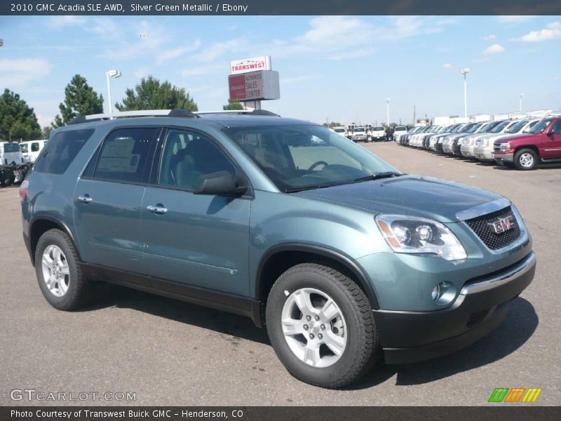 Silver Green Metallic / Ebony 2010 GMC Acadia SLE AWD