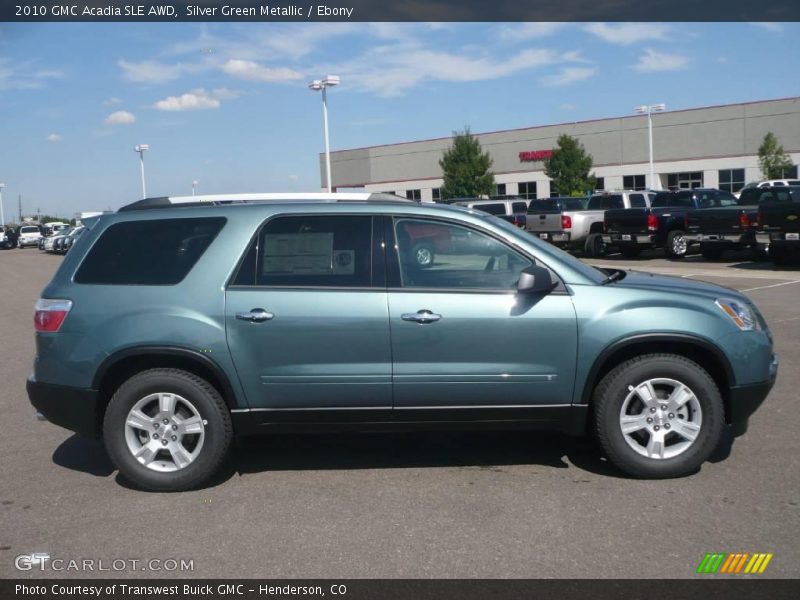 Silver Green Metallic / Ebony 2010 GMC Acadia SLE AWD