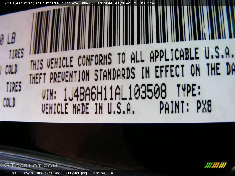 Black / Dark Slate Gray/Medium Slate Gray 2010 Jeep Wrangler Unlimited Rubicon 4x4