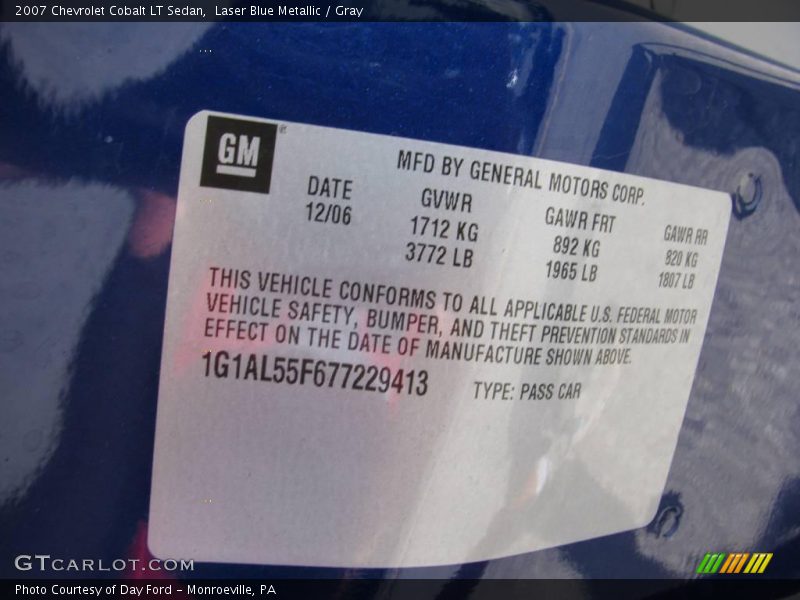 Laser Blue Metallic / Gray 2007 Chevrolet Cobalt LT Sedan