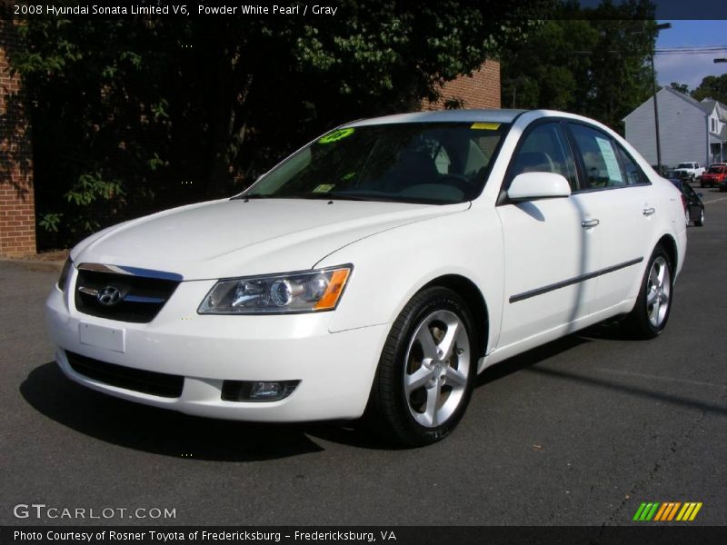 Powder White Pearl / Gray 2008 Hyundai Sonata Limited V6