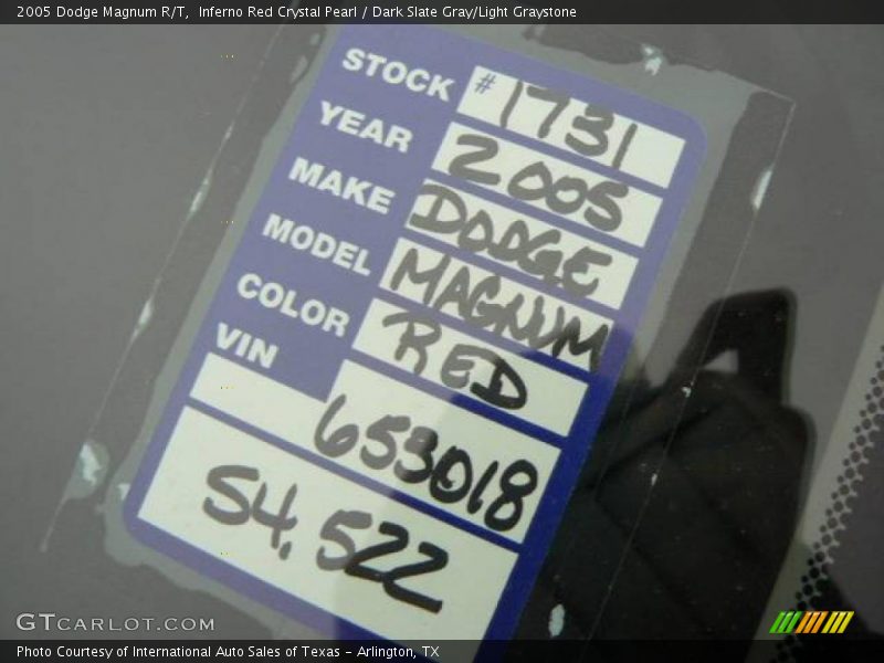 Inferno Red Crystal Pearl / Dark Slate Gray/Light Graystone 2005 Dodge Magnum R/T
