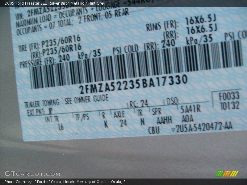 Silver Birch Metallic / Flint Grey 2005 Ford Freestar SEL
