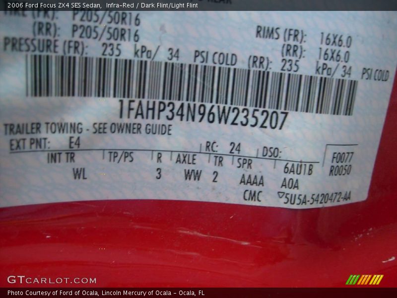 Infra-Red / Dark Flint/Light Flint 2006 Ford Focus ZX4 SES Sedan