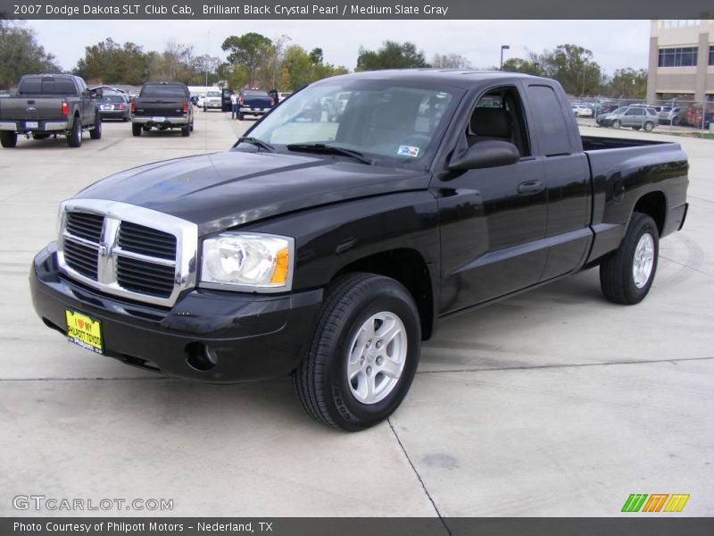 Brilliant Black Crystal Pearl / Medium Slate Gray 2007 Dodge Dakota SLT Club Cab