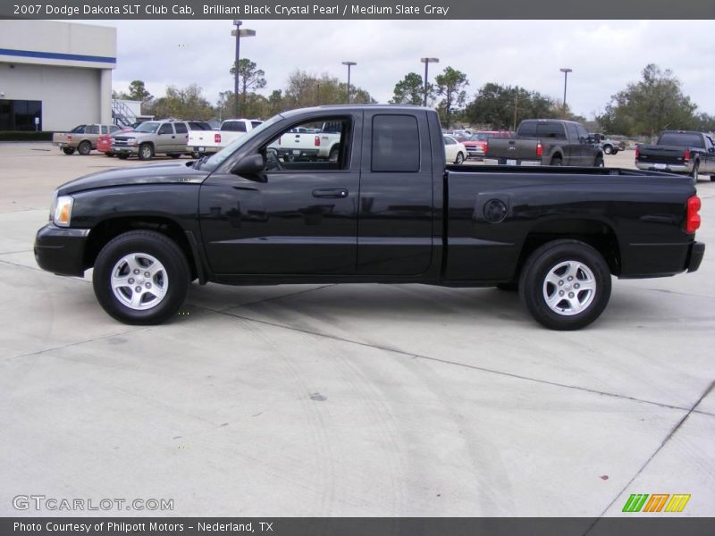 Brilliant Black Crystal Pearl / Medium Slate Gray 2007 Dodge Dakota SLT Club Cab