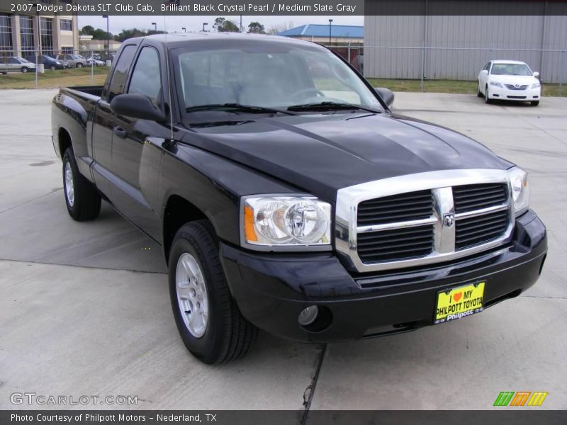 Brilliant Black Crystal Pearl / Medium Slate Gray 2007 Dodge Dakota SLT Club Cab