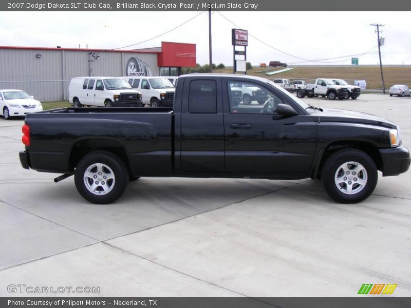 Brilliant Black Crystal Pearl / Medium Slate Gray 2007 Dodge Dakota SLT Club Cab